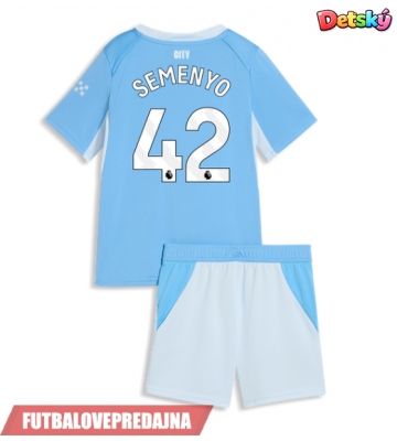 Lacne Dětský Futbalové dres Manchester City Antoine Semenyo #42 2026-27 Krátky Rukáv - Domáci (+ trenírky)